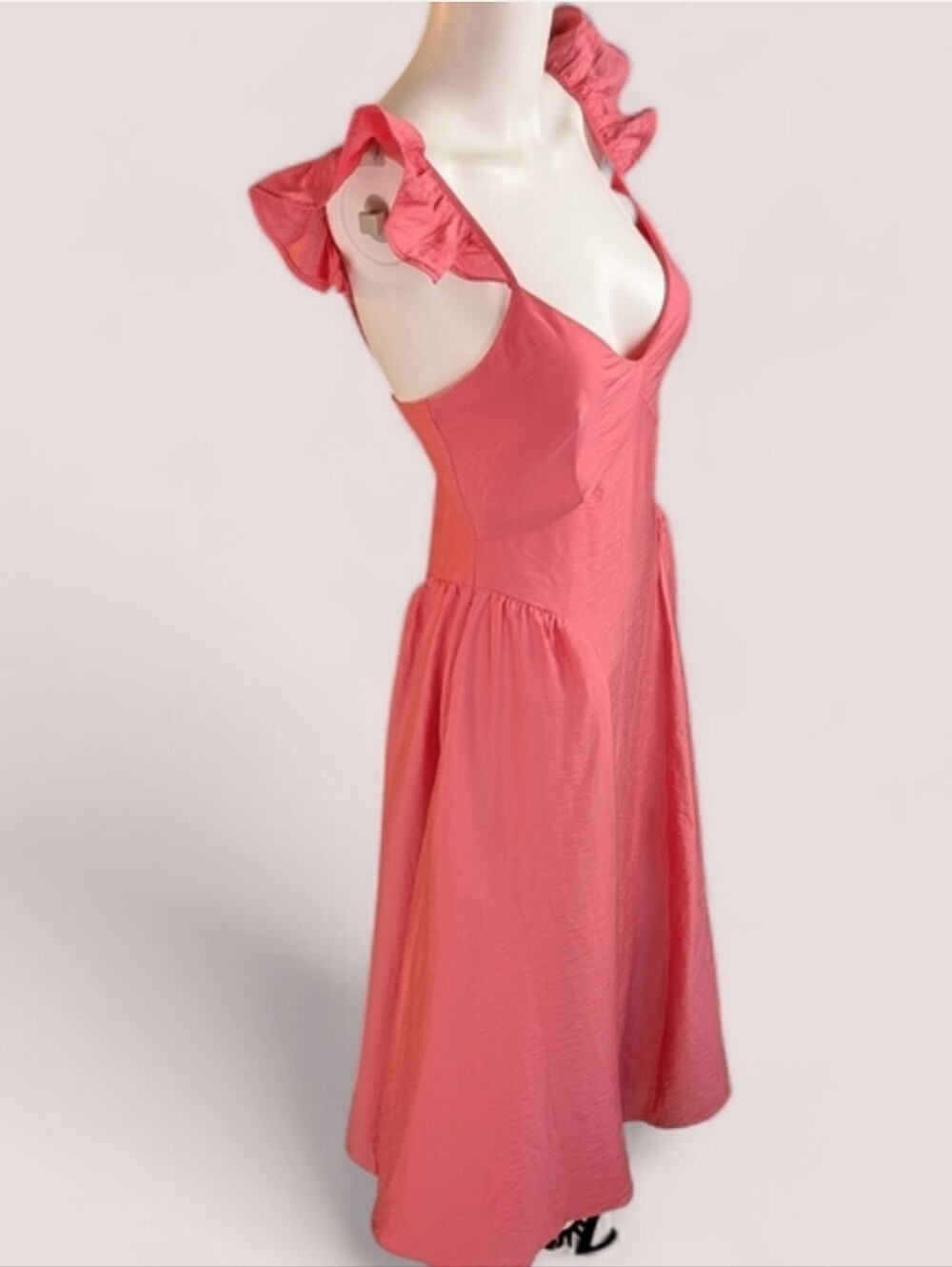 Chelsea 28 Flutter Cap Sleeve Spaghetti Strap Maxi-Dress "Pink Rapture" - Picture 10 of 16
